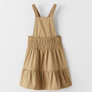 NWT Zara Kids Beige Overall Jumper Dress - Smocked size 7